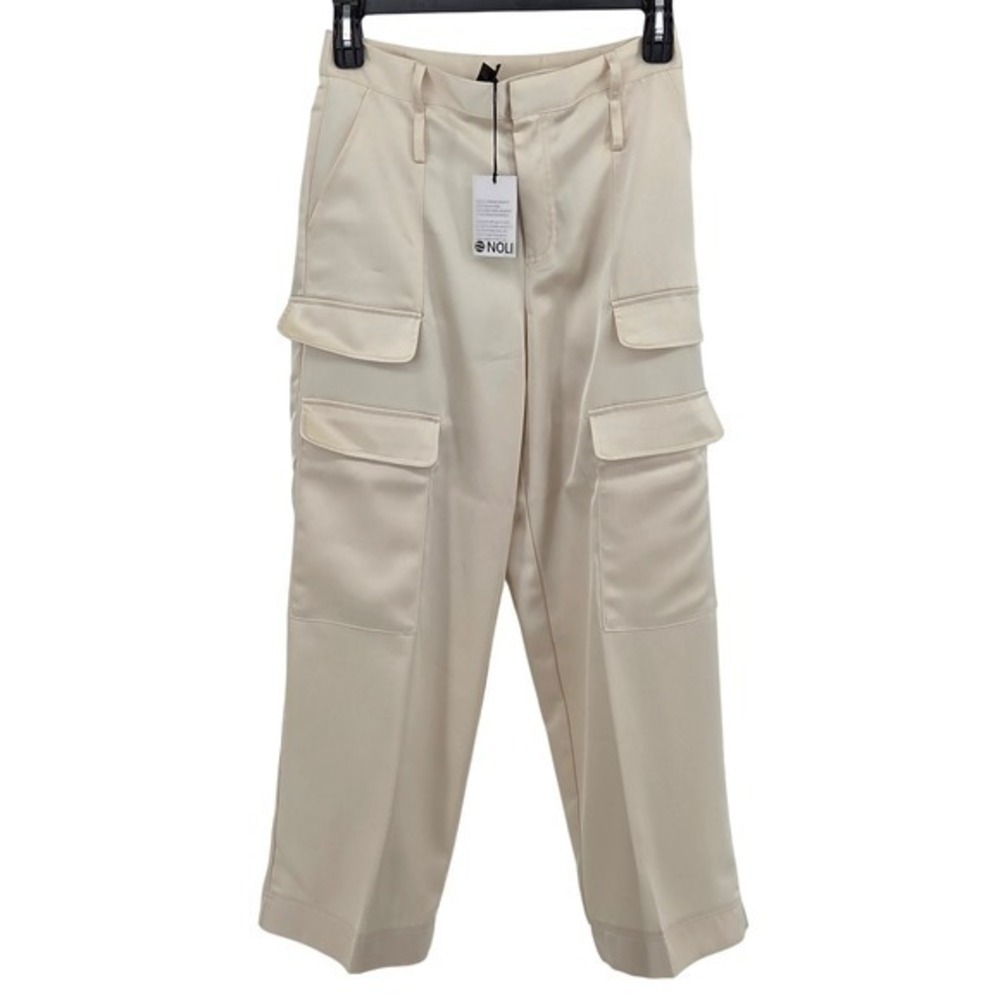 Noli Womens 6 Milan Cream Full Length Cargo Satin Pants Relaxed NY81510-CRM NWT - Picture 1 of 13